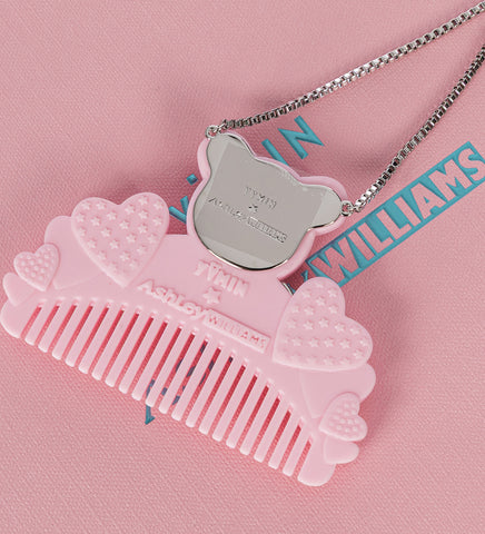 CRYING BEAR COMB NECKLACE PINK