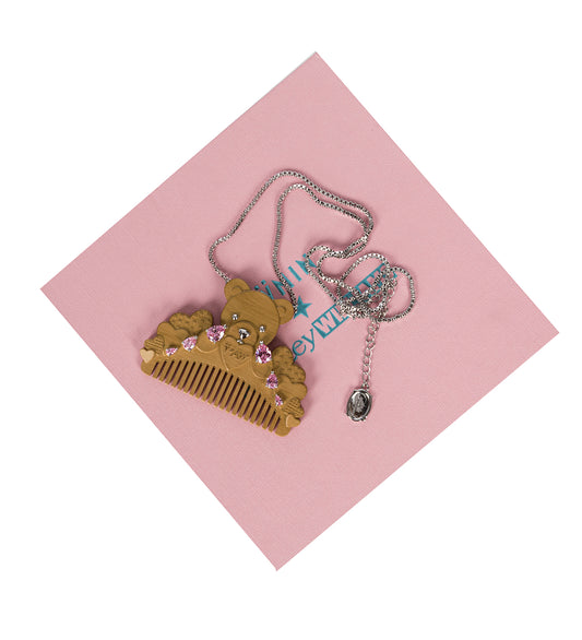 CRYING BEAR COMB NECKLACE WOOD