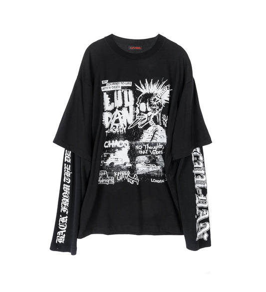 DOUBLE DECK TEE BLACK/PUNK FLYER