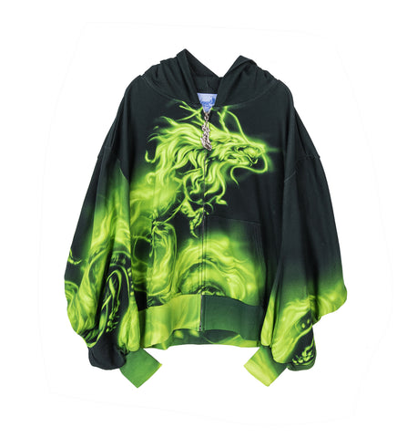OVERSIZED HOODIE BLACK/LIME