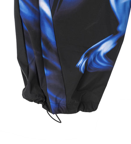 NYLON TRACK PANT BLACK/BLUE