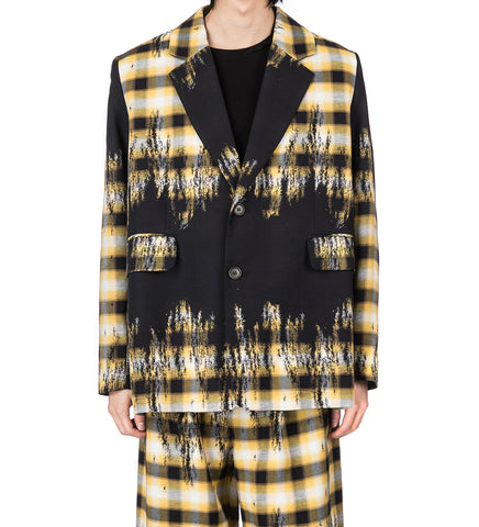 NOTE BLAZER BLURRY BLACK/YELLOW CHECK