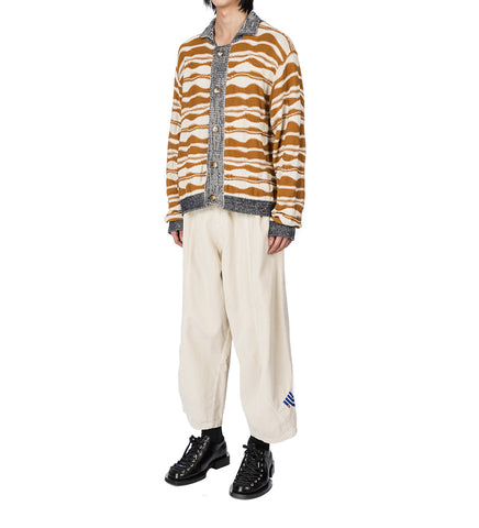 WAVE KNIT CARDIGAN RUST/BEIGE