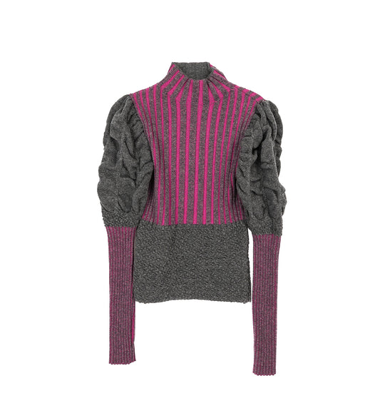 FROSTING KNIT TOP GREY/PINK