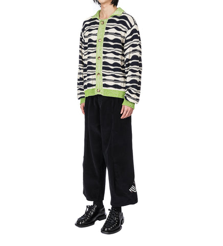 WAVE KNIT CARDIGAN BEIGE/BLACK