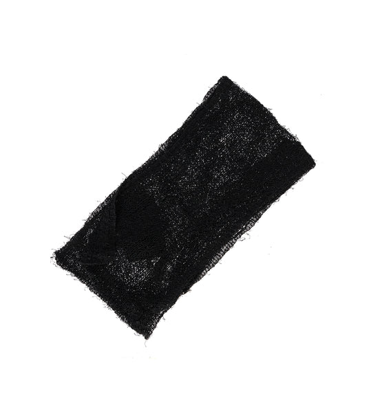 NET SCARF BLACK RAGGED OPEN LINEN