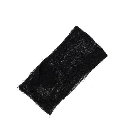 NET SCARF BLACK RAGGED OPEN LINEN