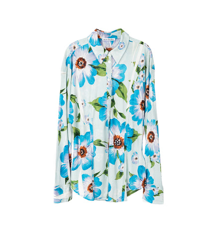 BUTTON UP PRINTED SHIRT MULTI BLUE