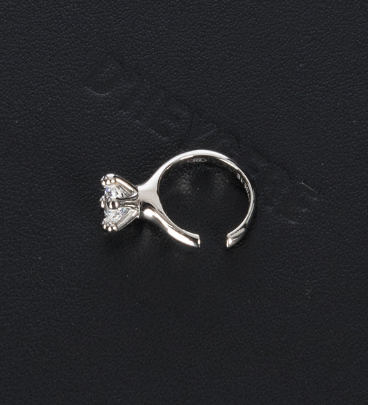 SOLITAIRE EAR CUFF SILVER / WHITE