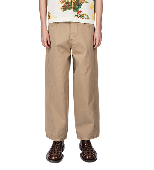 CURVED DENIM PANTS CARDBOARD BEIGE
