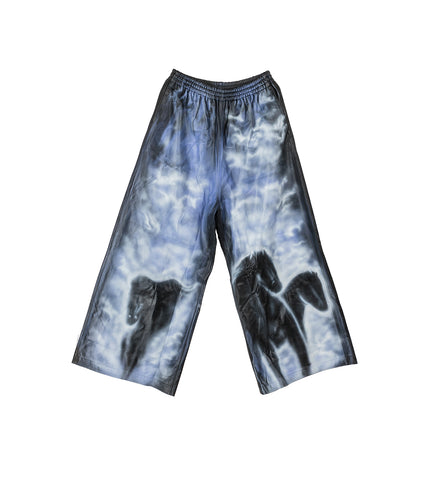 LEATHER TRACKSUIT PANT BLACK/PURPLE