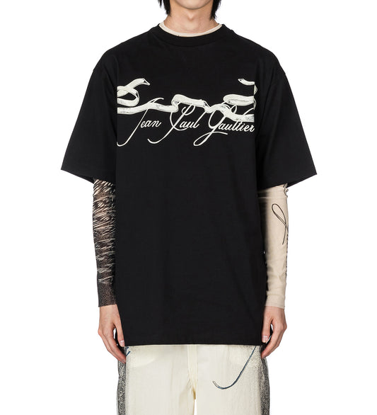 OVERSIZED TEE SHIRT PRINTED "TATTOO" BLACK/OFF WHITE