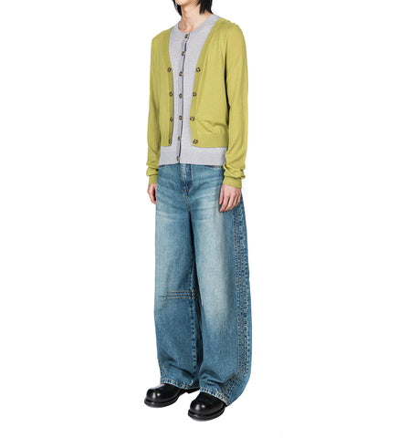 ILLUSION LAYERED CARDIGAN GREEN/LIGHT GREY