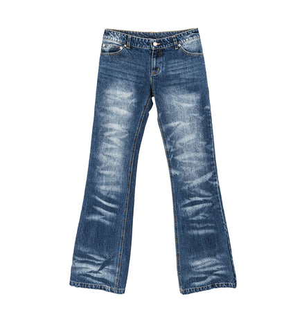 LOW RISE FLARED LEG JEANS DARK WASH