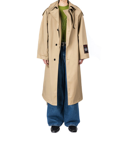 COTTON TWILL DECONSTRUCTED TRENCH WITH BODY DETAILS BEIGE