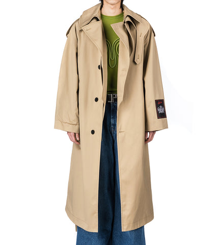 COTTON TWILL DECONSTRUCTED TRENCH WITH BODY DETAILS BEIGE