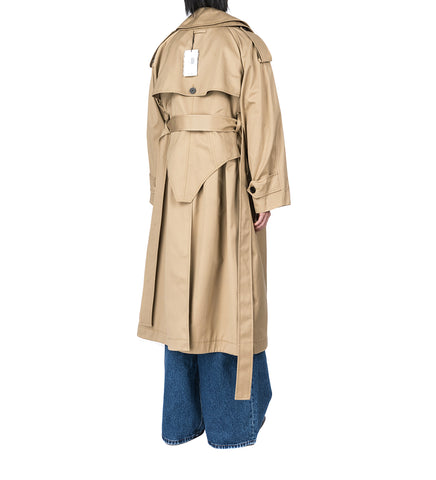 COTTON TWILL DECONSTRUCTED TRENCH WITH BODY DETAILS BEIGE