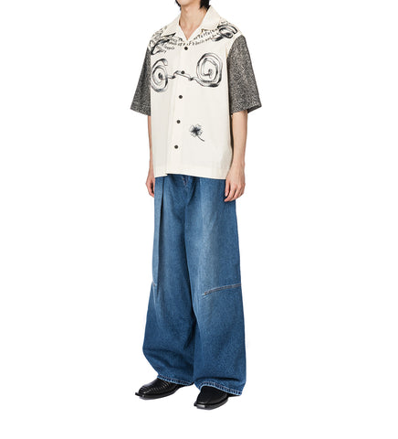 THE TATTOO SHORTSLEEVE SHIRT ECRU/BLACK/RED