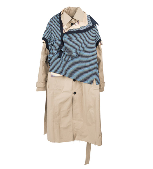 STRIPED DOUBLE POLO TRENCHCOAT DRESS MULTICOLOUR