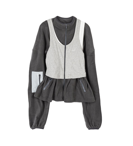 TANK TOP ZIP HOODIE GREY