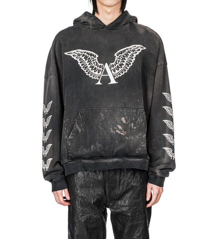 LOGO HOODIE THRASHED BLACK