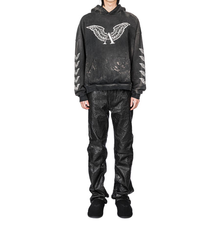 LOGO HOODIE THRASHED BLACK