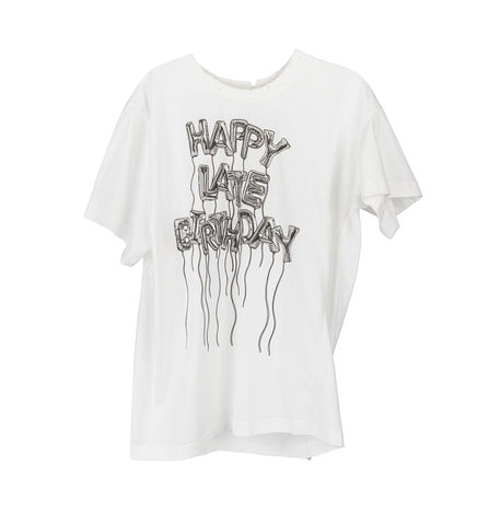 HAPPY LATE BIRTHDAY DISTRESSED TEE WHITE