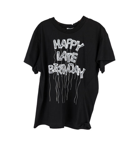 HAPPY LATE BIRTHDAY DISTRESSED TEE BLACK