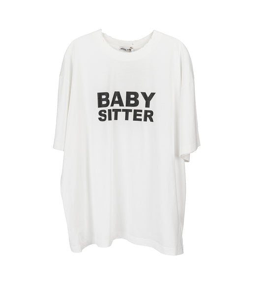BABY SITTER DISTRESSED TEE WHITE