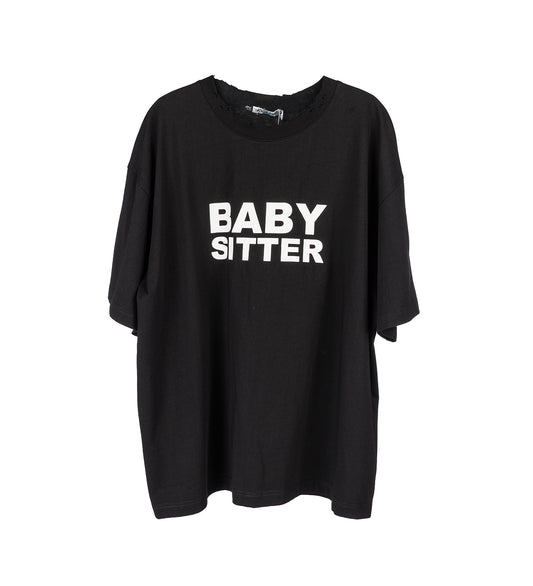 BABY SITTER DISTRESSED TEE BLACK