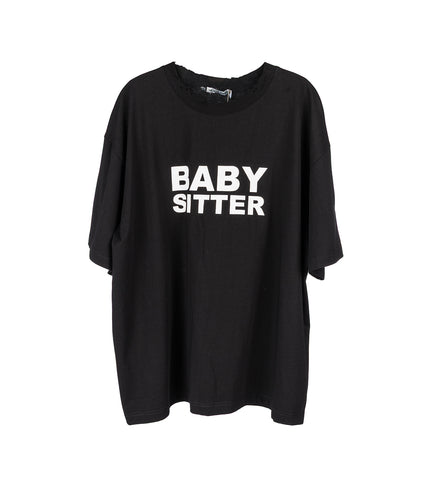 BABY SITTER DISTRESSED TEE BLACK
