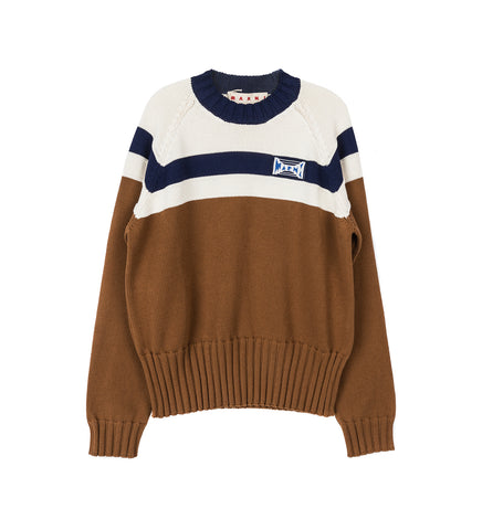 STRIPED LOGO KNIT TOBACCO