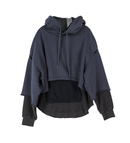 LAYERED HOODIE CHARCOAL/BLACK