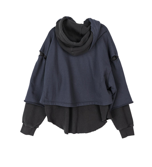 LAYERED HOODIE CHARCOAL/BLACK