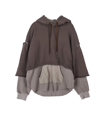 LAYERED HOODIE BROWN/GRAY