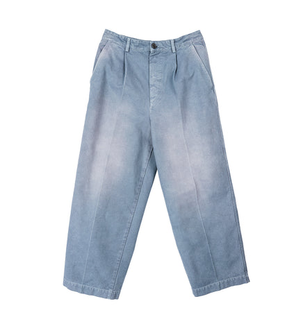 PLEATED BUTTON FASTENING TROUSERS BLUE