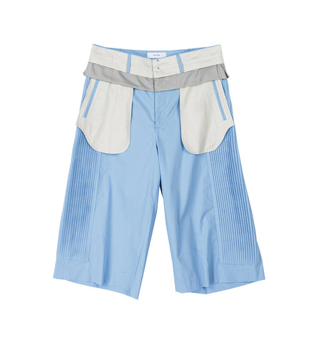 PLEATED PANEL PANTS BLUE