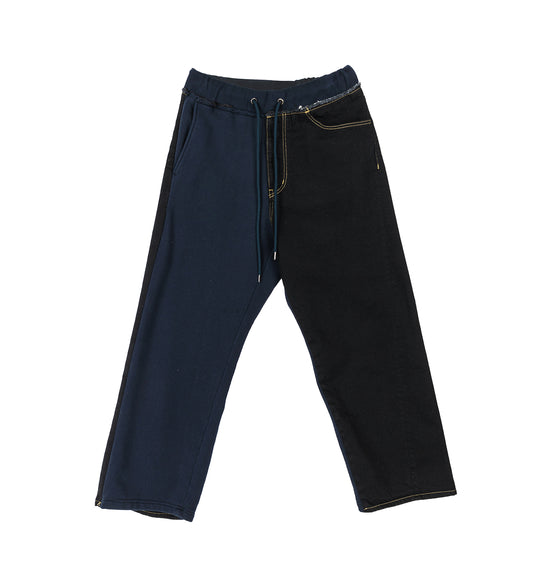 DENIM MERGING SWEAT PANTS BLACK/NAVY