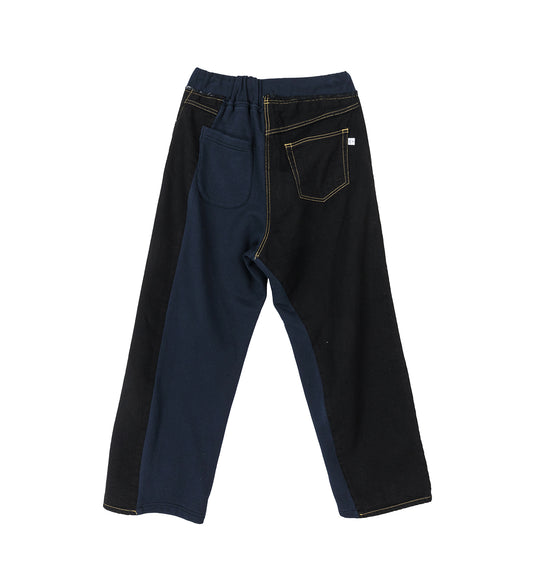 DENIM MERGING SWEAT PANTS BLACK/NAVY