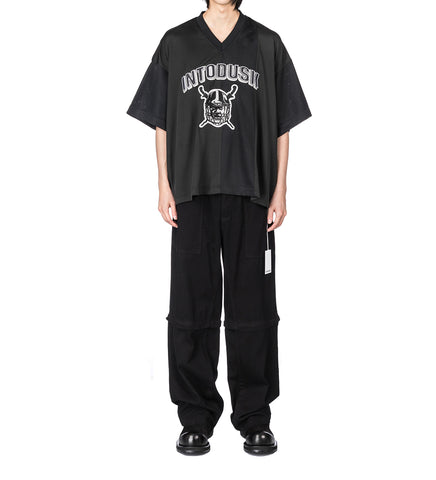 SS V NECK MESH TEE BLACK