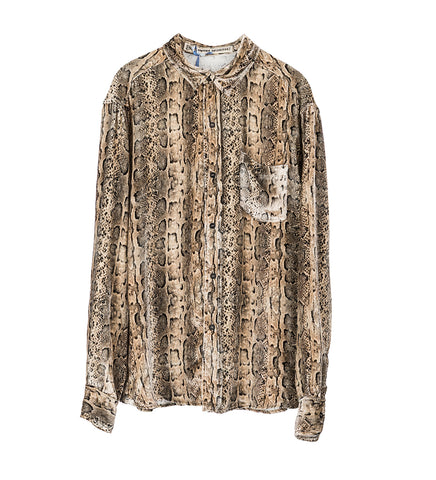PABLO UNLINED CLASSIC VELVET SHIRT PYTHON PRINT