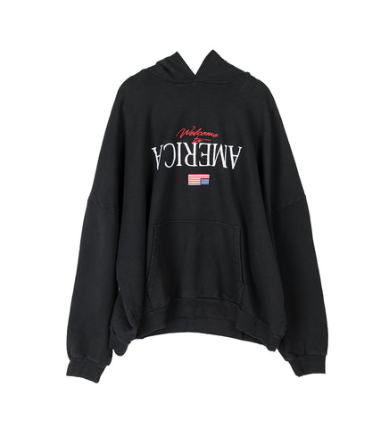 WELCOME TO AMERICA HOOLIGAN HOODIE BLACK