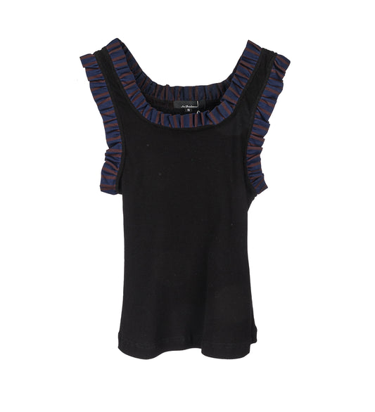 FRILLED TANK TOP BLACK