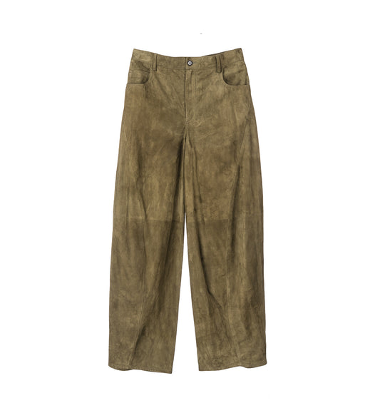 DEEP GREEN SUEDE TWISTED TROUSERS DEEPSAGE
