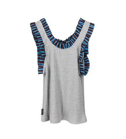 FRILLED TANK TOP GRAY