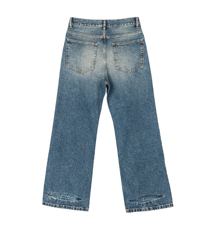 ALARIK 5-POCKETS FLARED CROPPED TROUSERS SKY BLUE