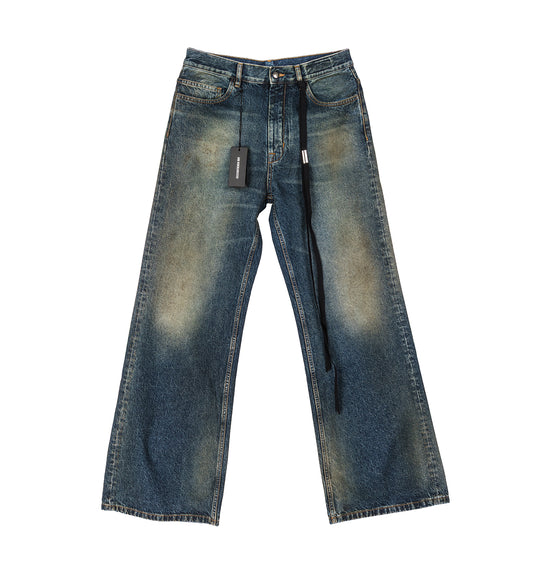 MODEST 5-POCKETS RELAXED FLARED TROUSERS DEEP BLUE