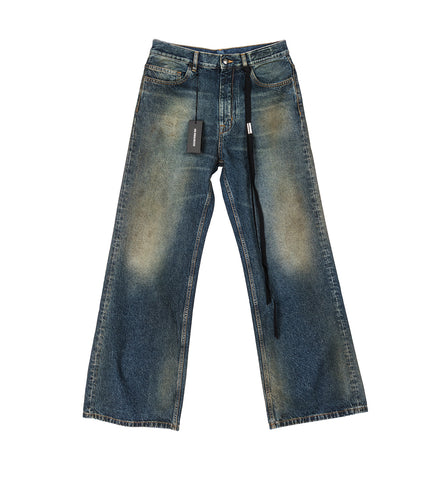MODEST 5-POCKETS RELAXED FLARED TROUSERS DEEP BLUE