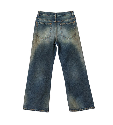 MODEST 5-POCKETS RELAXED FLARED TROUSERS DEEP BLUE