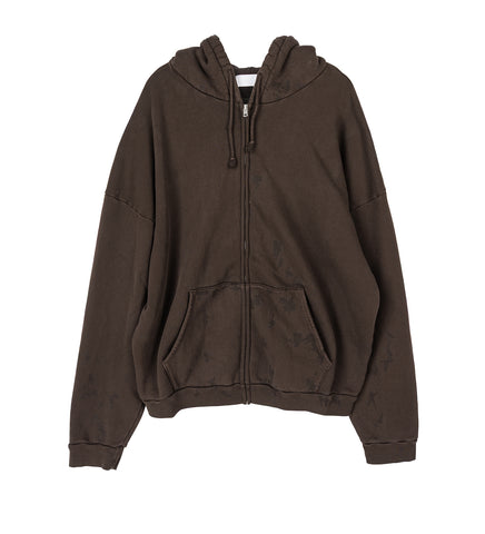 ZIP UP PAINTER HOODIE BROWN